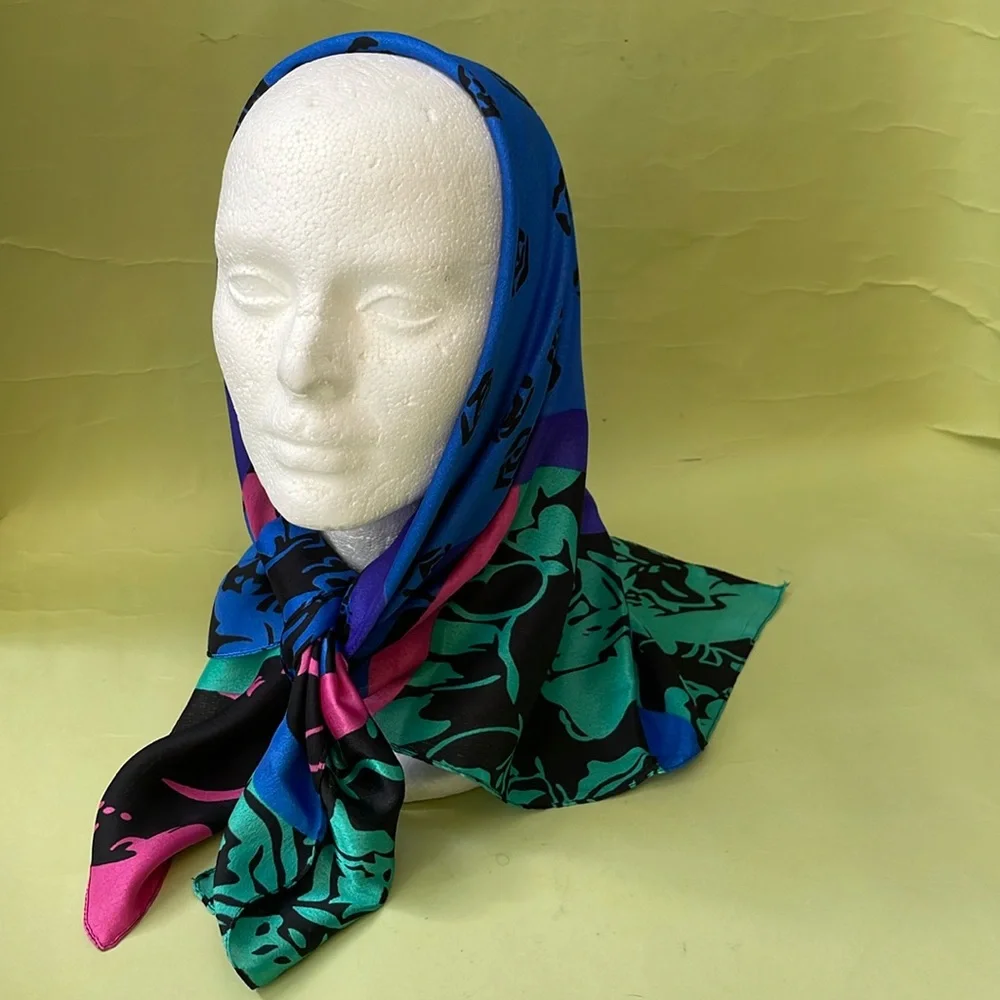 Vintage multicolored silk scarf